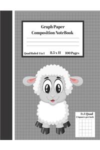 Graph Composition Notebook 4 Squares per inch 4x4 Quad Ruled 4 to 1 / 8.5 x 11 100 Sheets
