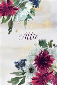 Allie: Personalized Journal Gift Idea for Women (Burgundy and White Mums)