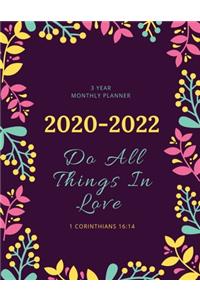 3 Year Monthly Planner 2020--2022