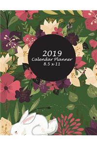 2019 Calendar Planner 8.5 x 11: Forest Floral Green Cover, Daily Calendar Book 2019, Weekly/Monthly/Yearly Calendar Journal, Large 8.5" x 11" 365 Daily journal Planner, 12 Months C