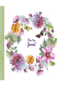 3 year Journal; Pink Wreath Design