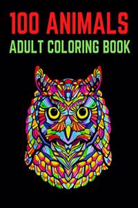 100 Animals Adult Coloring Book