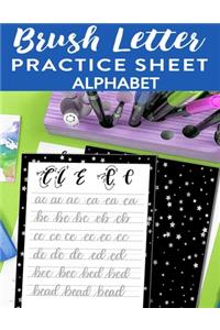 Brush Letter Alphabet Practice Sheet