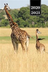 Giraffe Safari Week Planner Weekly Organizer Calendar 2020 / 2021 - Parent and Kid