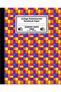 College Ruled Journal Notebook Paper. Geometric Shapes Theme
