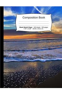 Beach Composition Notebook, Blank Sketch Paper