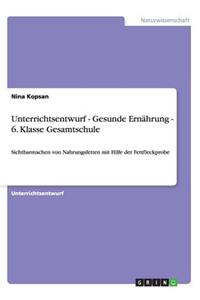 Unterrichtsentwurf - Gesunde Ernährung - 6. Klasse Gesamtschule