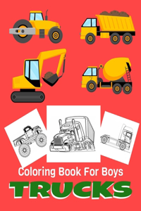 Trucks Coloring Book For Boys