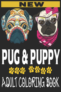 new pug and puppy adult coloring book
