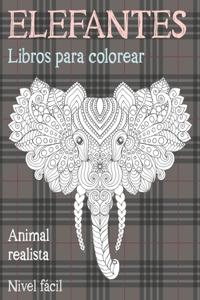 Libros para colorear - Nivel fácil - Animal realista - Elefantes