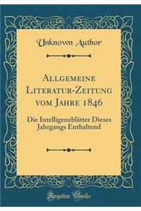 Allgemeine Literatur-Zeitung Vom Jahre 1846: Die IntelligenzblÃ¤tter Dieses Jahrgangs Enthaltend (Classic Reprint)