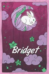 Bridget: personalized notebook sleeping bunny on the moon with stars softcover 120 pages blank useful as notebook, dream diary, scrapbook, journal or gift id