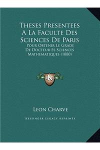 Theses Presentees A La Faculte Des Sciences De Paris