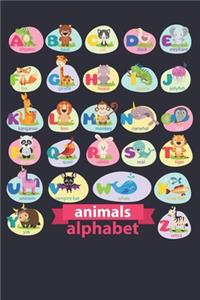 Kindergarten writing paper with lines for Animals Alphabet ABC kids