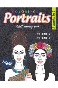 Coloring portraits - night - 2 books in 1