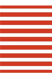 Stripes - Red 101 - Lined Notebook With Margins 8.5x11