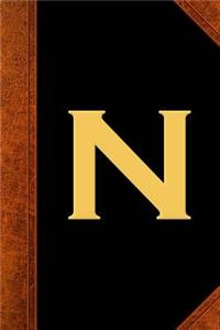 Monogram N Personalized Journal Custom Monogram Gift Idea Letter N Vintage Style