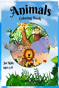Animals coloring book for kids ages 3-8