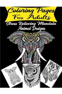 Coloring Pages For Adults Stress Relieving Mandala Animal Designs