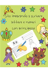 Sto imparando a scrivere lettere e numeri con principesse