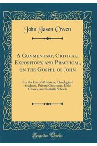 A Commentary, Critical, Expository, and Practical, on the Gospel of John: For the Use of Ministers, Theological Students, Private Christians, Bible Classes, and Sabbath Schools (Classic Reprint)