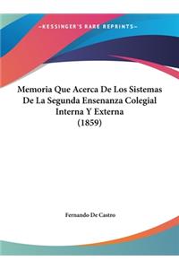 Memoria Que Acerca de Los Sistemas de La Segunda Ensenanza Colegial Interna y Externa (1859)