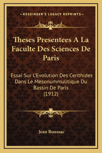 Theses Presentees A La Faculte Des Sciences De Paris