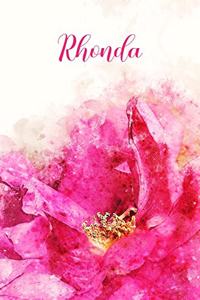 Rhonda: Pink Floral Personalized Name Journal for Women 6x9