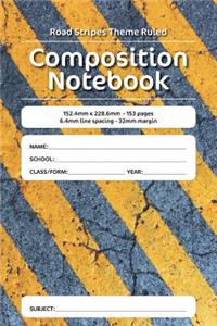Road Stripes Theme Ruled Composition Notebook