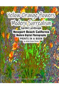 Yellow Orange flowers Modern Surrealism Garden Landscape Newport Beach California Modern Digital Photography PRINTS IN A BOOK by Artist Grace Divine
