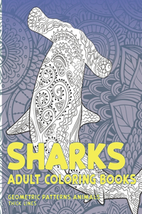 Adult Coloring Books Geometric Patterns Animals - Thick Lines - Sharks