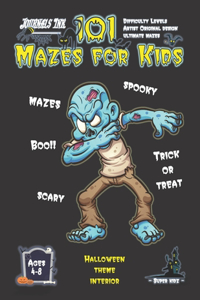 Halloween Maze Book for Kids Ages 4-8: 101 Puzzle Pages. Custom Art Interior. Cute fun gift! Dabbing Blue Zombie. SUPER KIDZ