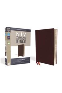 NIV, Thinline Reference Bible, Large Print, Bonded Leather, Burgundy, Red Letter Edition, Comfort Print