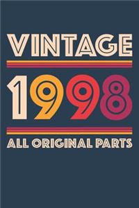 Vintage 1998 Notebook 'All Original Parts' - 21 Years Old Birthday Planner - Retro Journal for Women and Men - 21st Birthday Gift