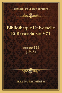 Bibliotheque Universelle Et Revue Suisse V71