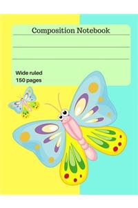 Cute Butterfly Composition Wide Ruled Notebook