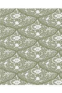 Dusty Green Vintage Asian Design School Composition Book 130 Pages