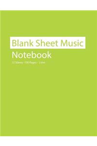 Blank Sheet Music Notebook 12 Staves 100 Pages Lime