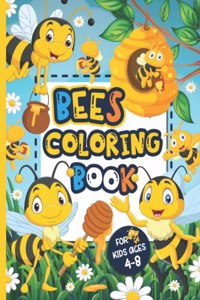 Bees Coloring Book for Kids Ages 4-8