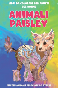 Libri da colorare per adulti per donne - Disegni animali alleviare lo stress - Animali Paisley