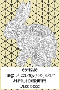 Libro da colorare per adulti - Linee spesse - Animale divertente - Coniglio