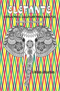 Libros para colorear para adultos - Líneas gruesas - Animales adorables - Elefante