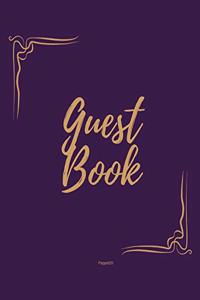 Guest Book - Golden Frame #1 on Pink Paper