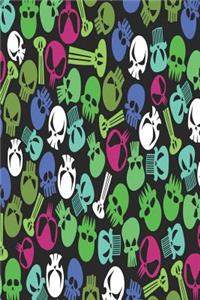 Gothic Notizbuch Bunte Schädel in Grün