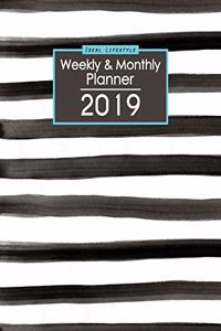 Ideal Lifestyle 2019 Weekly and Monthly Planner (Grey Stripes Cover Design)
