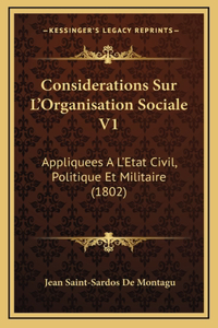 Considerations Sur L'Organisation Sociale V1