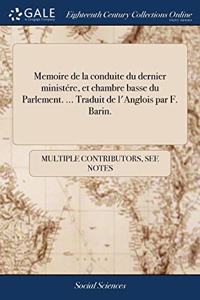 MEMOIRE DE LA CONDUITE DU DERNIER MINIST