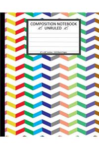 Unruled Composition Notebook 8" x 10". 120 Pages. Geometric Zig Zag Pattern