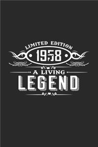 Limited Edition 1958 A Living Legend: 6x9 Birthday - blank with numbers paper - notebook - notes