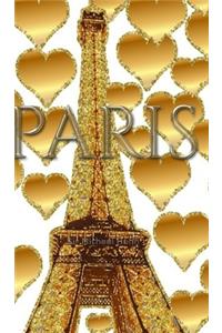 Paris gold glitter Hearts eiffel Tower creative blank journal